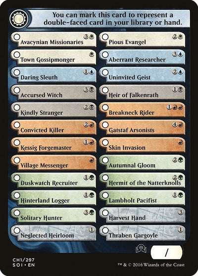 Image for Checklist Card - (CH1) Shadows over Innistrad (Shadows over Innistrad) (CH1) - Magic: The Gathering