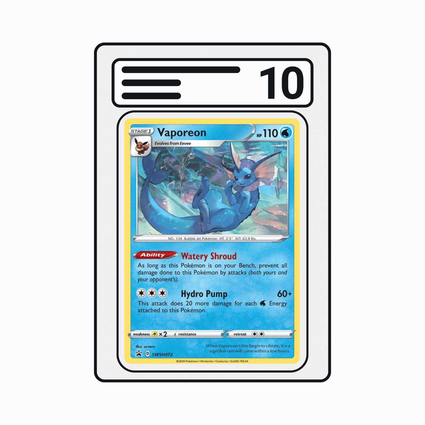 Graded Karte Pokemon SWSH Black Star Promo 072 Vaporeon