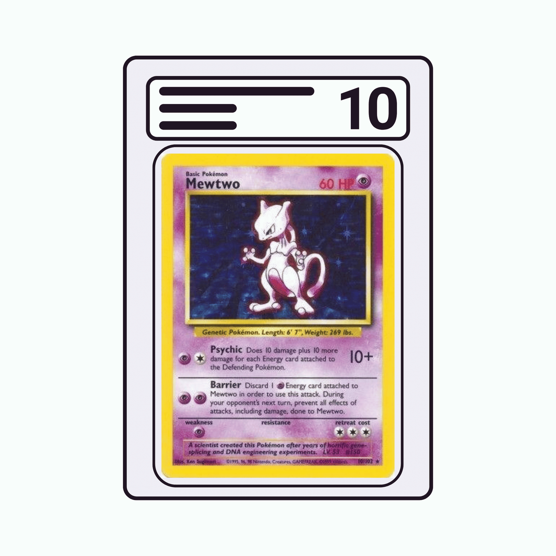 Graded Karte Pokemon Base 1st Edition German 10 Mewtwo Holo