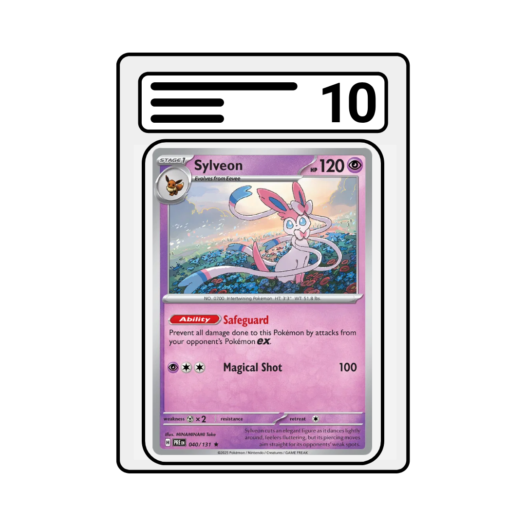 Graded Karte Pokemon PRE 040 Sylveon Master Ball Reverse Holo