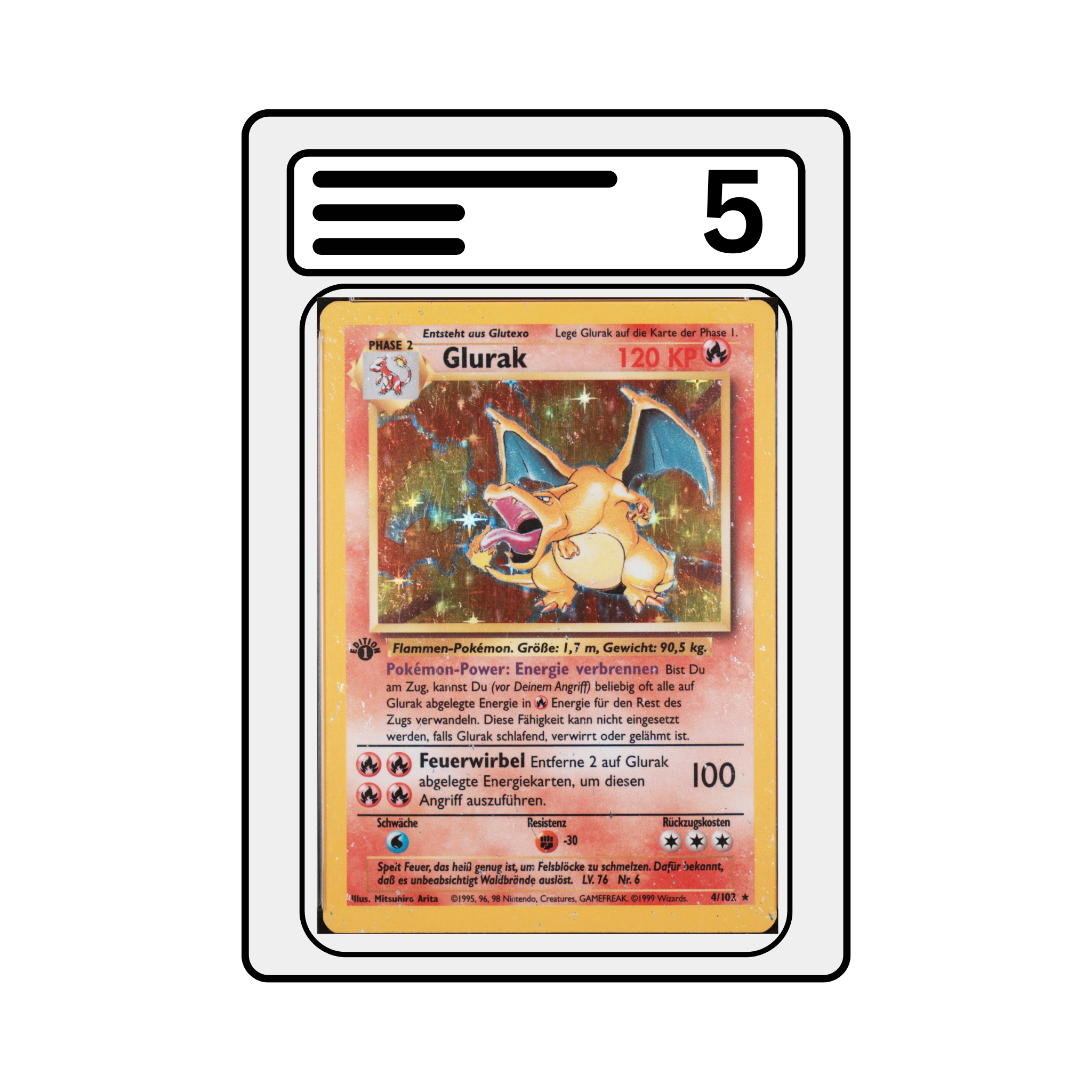 Graded Karte Pokemon Base Set 004 Charizard [1st Edition]