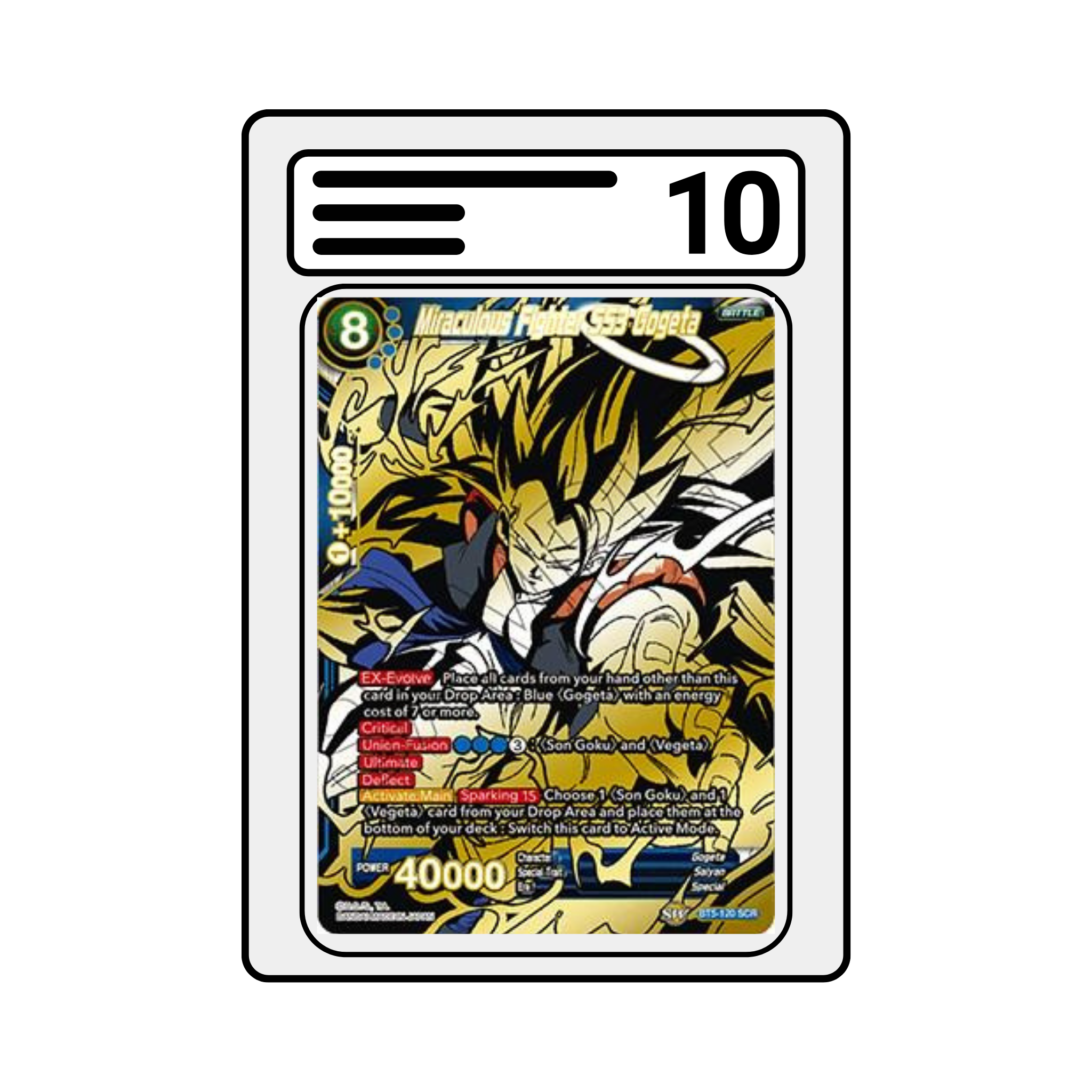 Gradet Karte Dragon Ball BT05 120 Miraculous Fighter SS3 Gogeta
