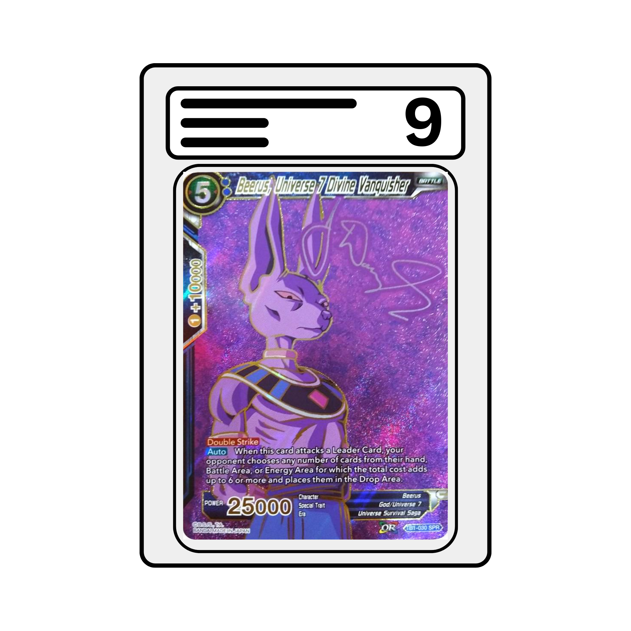 Gradet Karte Dragon Ball TB01 030 Beerus, Universe 7 Divine Vanquisher [SPR]