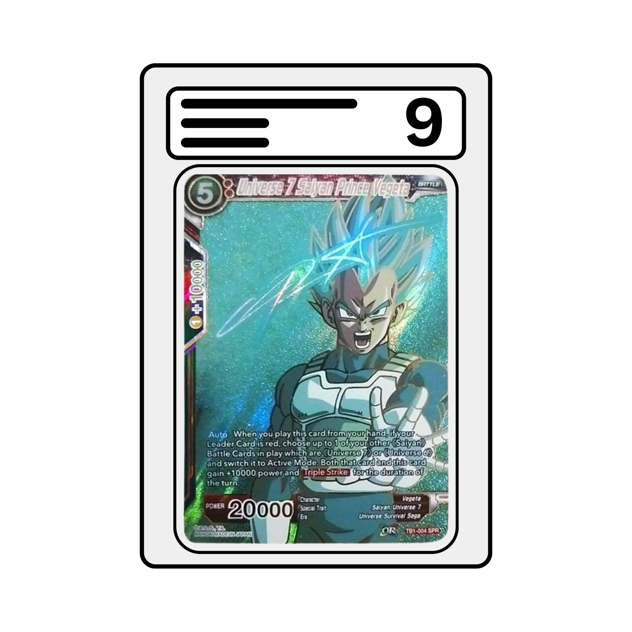 Gradet Karte Dragon Ball TB01 004 Universe 7 Saiyan Prince Vegeta [SPR]