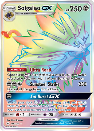Image for Solgaleo GX (Secret) (SM Base Set) (155/149) - Pokemon
