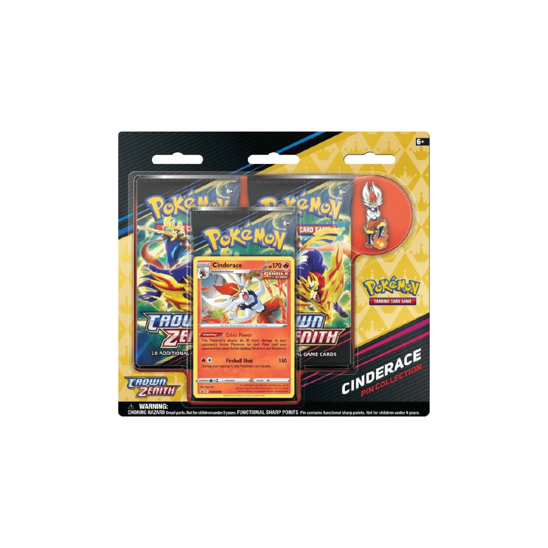Crown Zenith: Cinderace Pin Collection 3-Pack Blister