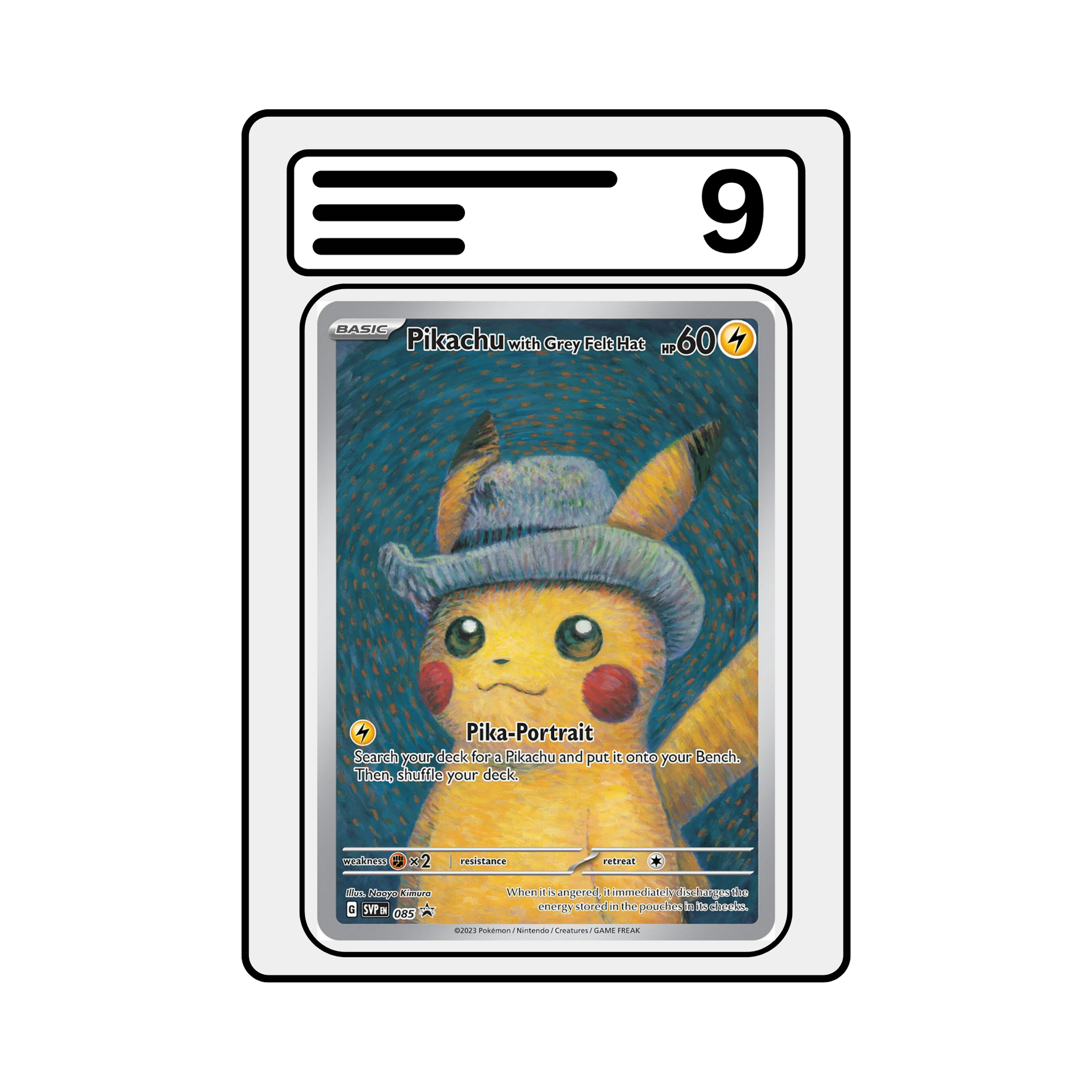 Graded Karte Pokemon SVP 085 Pikachu with Grey Felt Hat