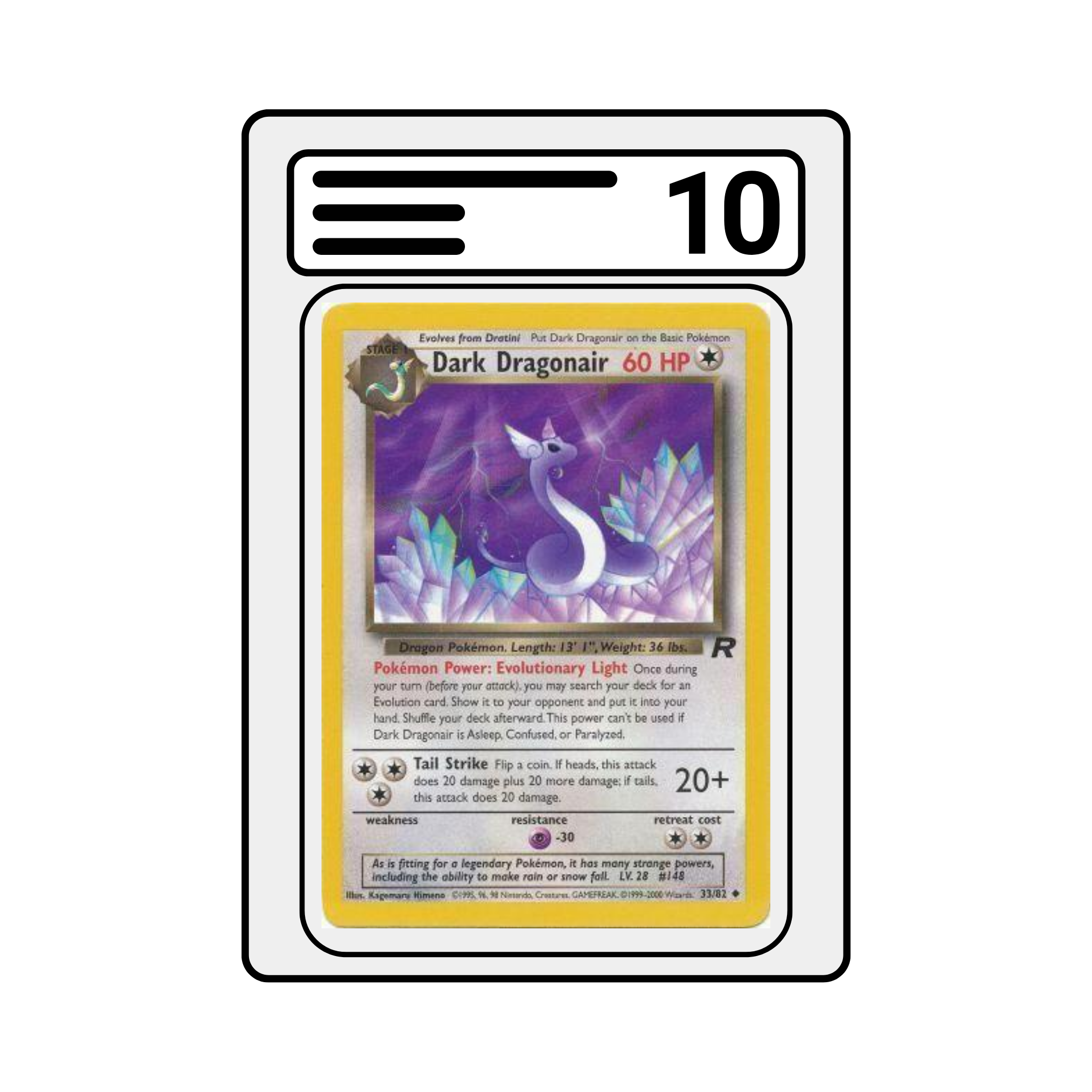 Graded Karte Pokemon Team Rocket (First Edition) 33 Dark Dragonair