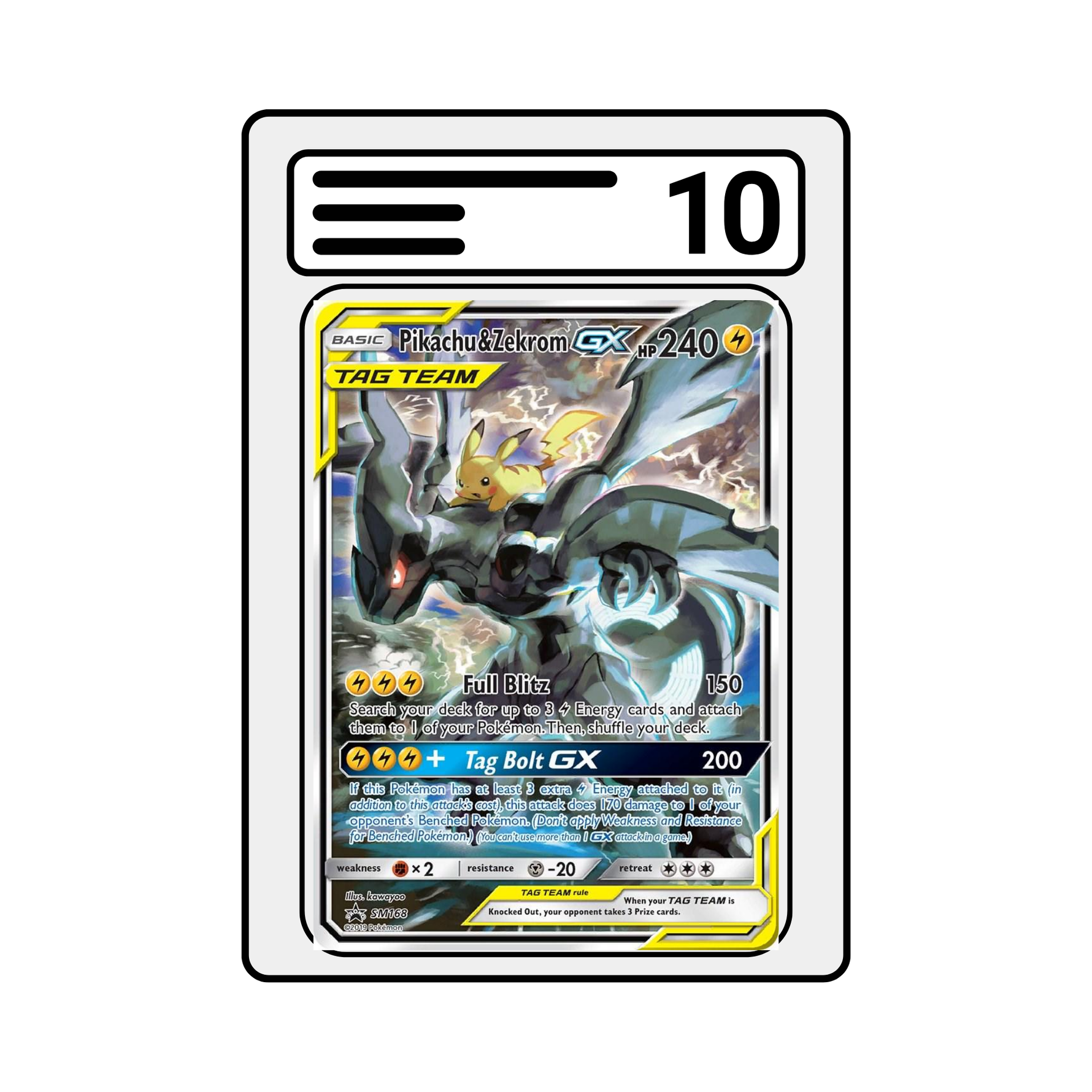 Graded Karte Pokemon  SM Black Star Promos SM168 Pikachu&Zekrom GX