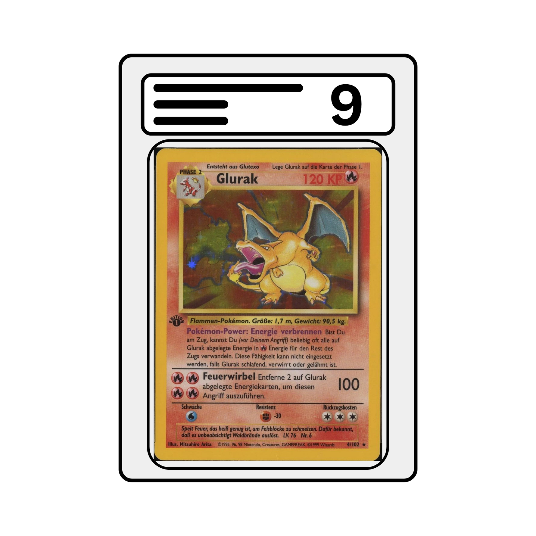 Graded Karte Pokemon Base Set 004 Charizard [1st Edition]