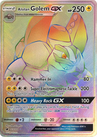 Image for Alolan Golem GX (Secret) (SM - Crimson Invasion) (113/111) - Pokemon