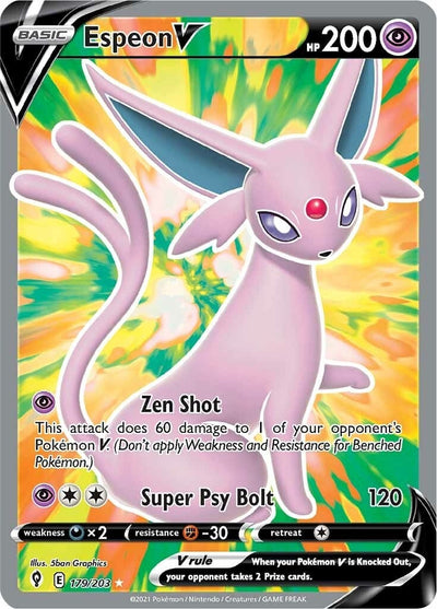 Espeon V (Full Art) (SWSH07: Evolving Skies) (179/203) 