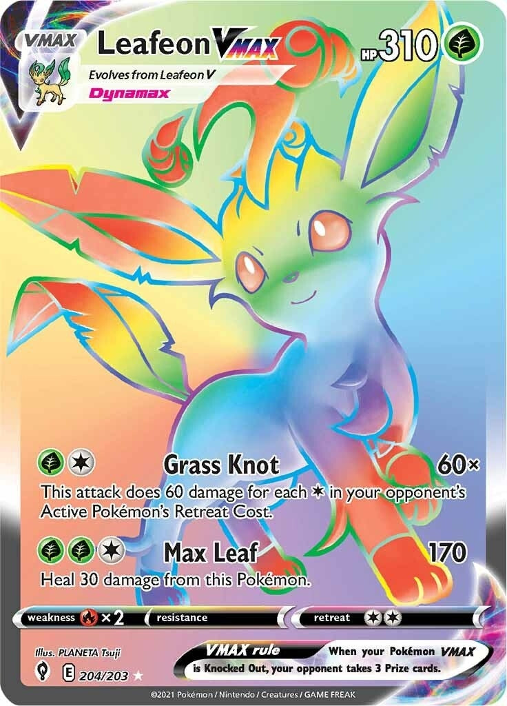 Leafeon VMAX (Secret) (SWSH07: Evolving Skies) (204/203)
