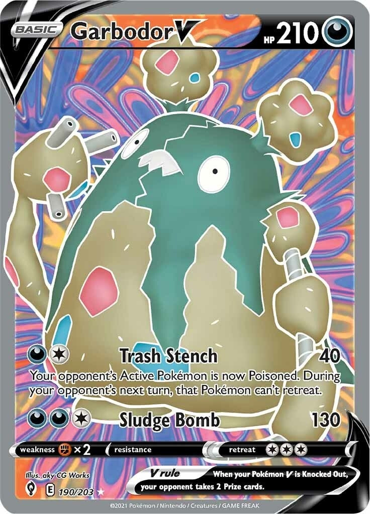 Garbodor V (Full Art) (SWSH07: Evolving Skies) (190/203) 