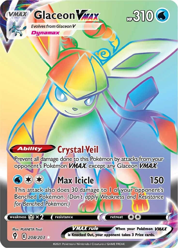 Glaceon VMAX (Secret) (SWSH07: Evolving Skies) (208/203)