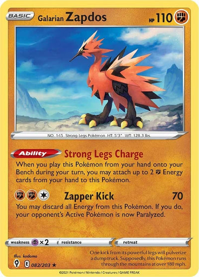 Galarian Zapdos (SWSH07: Evolving Skies) (082/203)