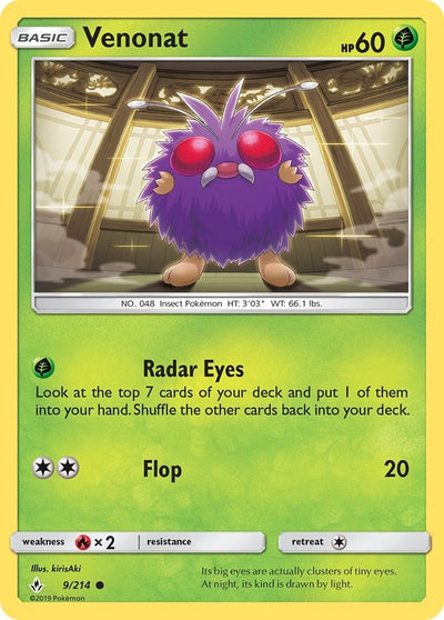 Image for Venonat (9) (SM - Unbroken Bonds) (9/214) - Pokemon