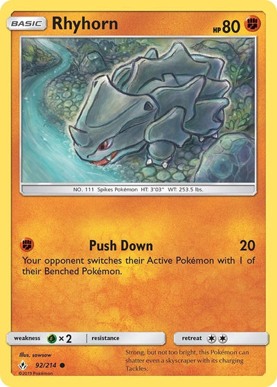 Image for Rhyhorn (92) (SM - Unbroken Bonds) (92/214) - Pokemon