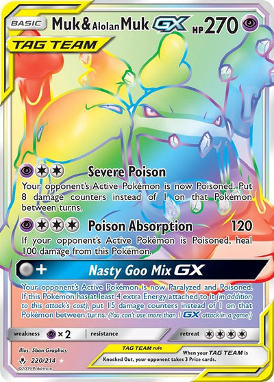 Image for Muk & Alolan Muk GX (Secret) (SM - Unbroken Bonds) (220/214) - Pokemon