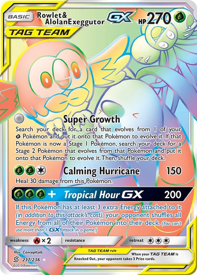 Image for Rowlet & Alolan Exeggutor GX (Secret) (SM - Unified Minds) (237/236) - Pokemon
