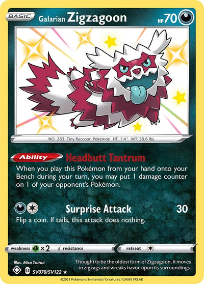 Galarian Zigzagoon (Shining Fates: Shiny Vault) (SV078/SV122)