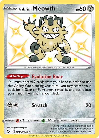 Image for Galarian Meowth (Shining Fates: Shiny Vault) (SV086/SV122) - Pokemon