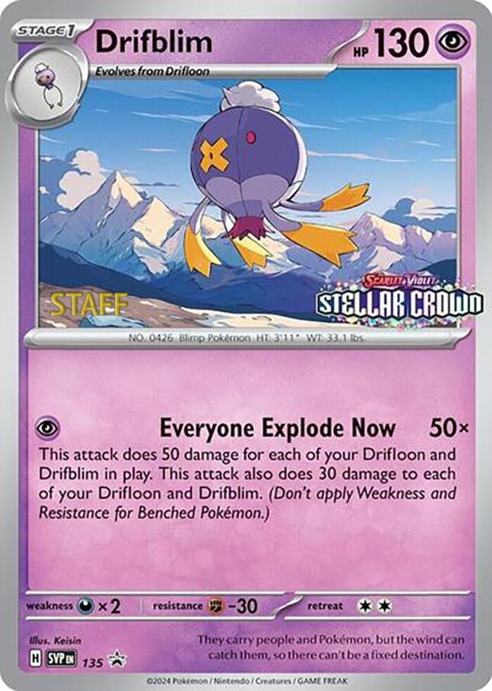 Drifblim - 135 (Prerelease) [Staff] (SV: Scarlet & Violet Promo Cards) (135)