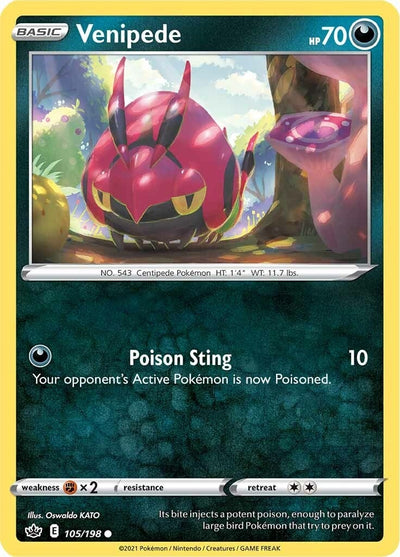 Image for Venipede (SWSH06: Chilling Reign) (105/198) - Pokemon