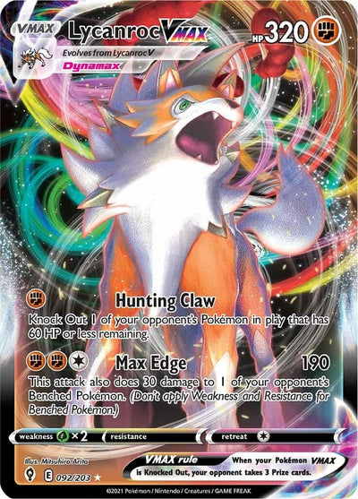 Image for Lycanroc VMAX (SWSH07: Evolving Skies) (092/203) - Pokemon