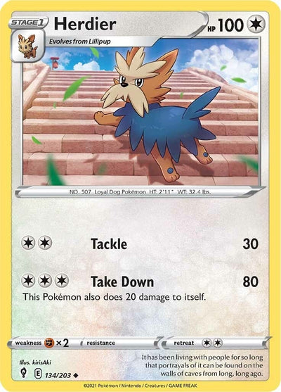 Image for Herdier (SWSH07: Evolving Skies) (134/203) - Pokemon