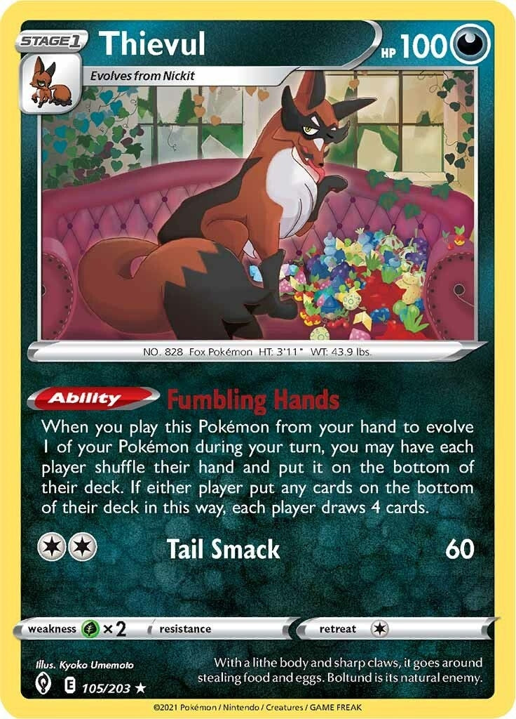 Image for Thievul (SWSH07: Evolving Skies) (105/203) - Pokemon