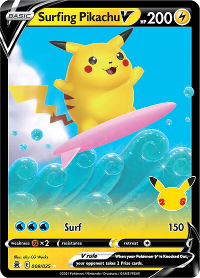 Image for Surfing Pikachu V (Celebrations) (008/025) - Pokemon