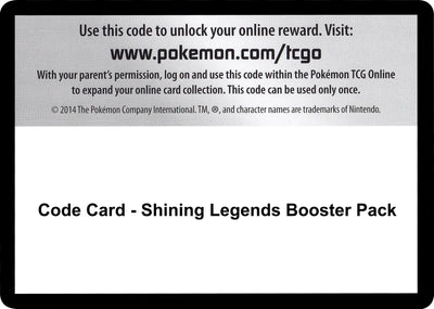 Image for Code Card - Shining Legends Booster Pack - Pokemon