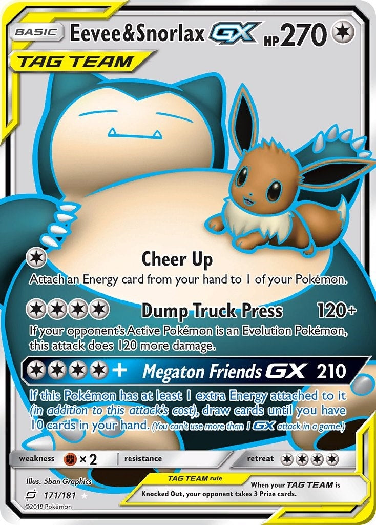 Eevee &amp; Snorlax GX (Full Art) (SM - Team Up) (171/181) 