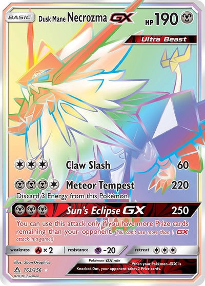 Dusk Mane Necrozma GX (Secret Rare) (SM - Ultra Prism) (163/156) 