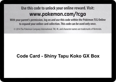 Image for Code Card - Shiny Tapu Koko GX Box - Pokemon