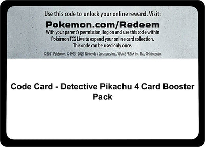 Image for Code Card - Detective Pikachu 4 Card Booster Pack - Pokemon