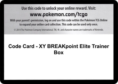 Image for Code Card - XY BREAKpoint Elite Trainer Box - Pokemon
