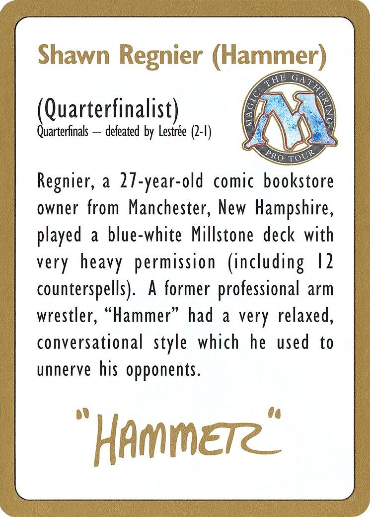 1996 Shawn "Hammer" Regnier Biography Card (World Championship Decks)