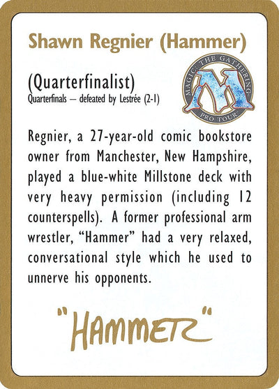1996 Shawn "Hammer" Regnier Biography Card (World Championship Decks)