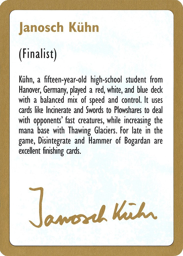 1997 Janosch Kuhn Biography Card (World Championship Decks)