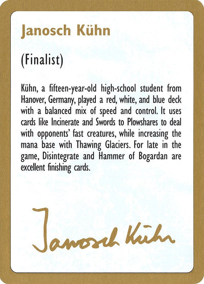 1997 Janosch Kuhn Biography Card (World Championship Decks)