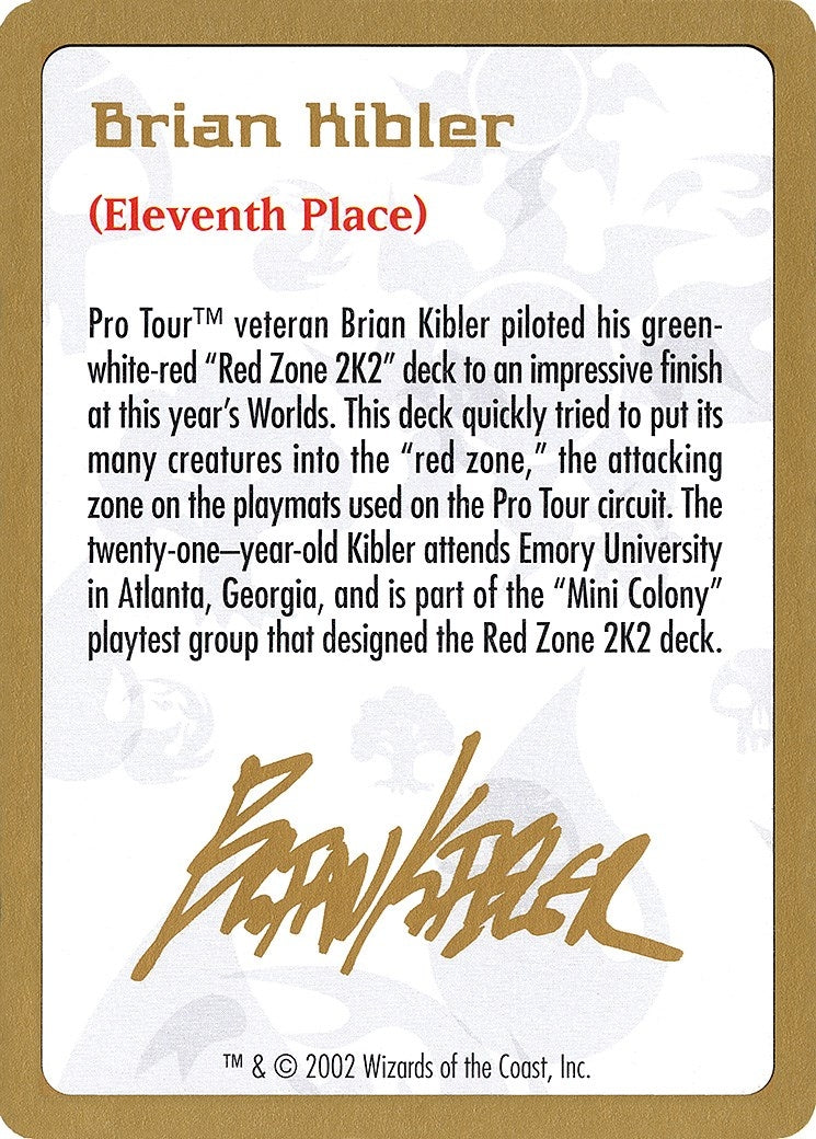 2002 Brian Kibler Biography Card (World Championship Decks)