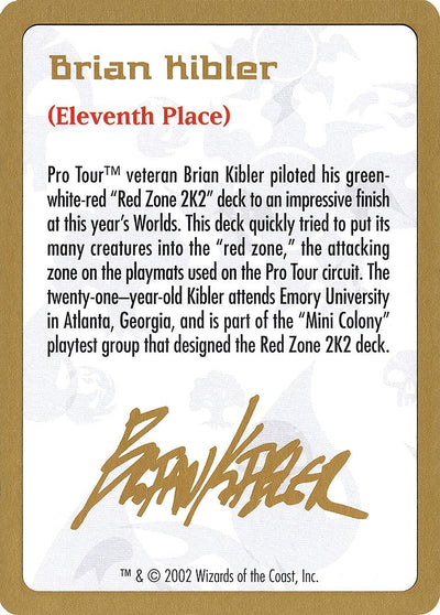 2002 Brian Kibler Biography Card (World Championship Decks)