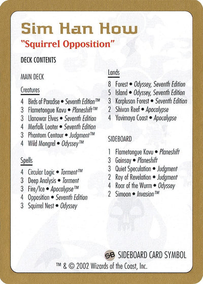 2002 Sim Han How Decklist Card (World Championship Decks)
