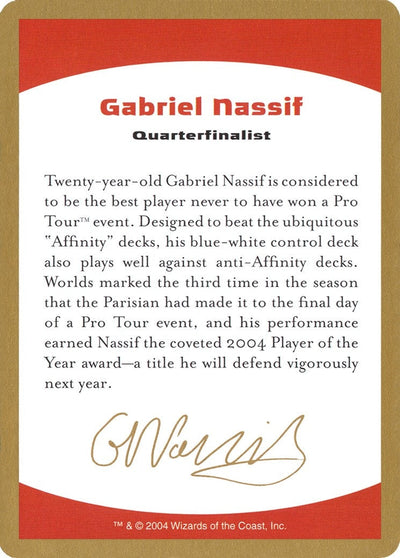 2004 Gabriel Nassif Biography Card (World Championship Decks)