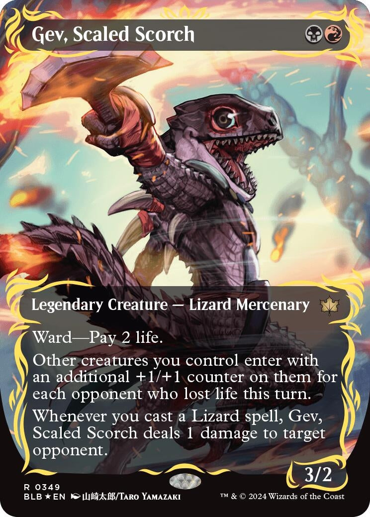 Gev, Scaled Scorch (Borderless) (Raised Foil) (Bloomburrow) (349)
