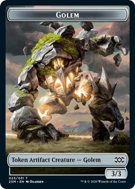 Golem // Elf Warrior Double-Sided Token (Double Masters) (23 // 21)