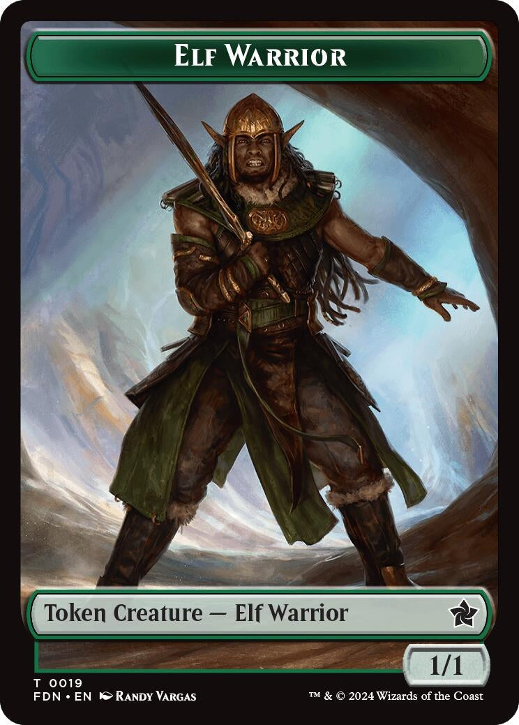 Elf Warrior // Rat (0030) Double-Sided Token (Foundations) (19 // 30)