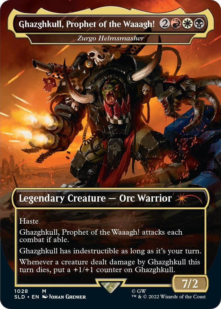 Ghazghkull, Prophet of the Waaagh! - Zurgo Helmsmasher (Borderless) (Secret Lair Drop Series) (1028)